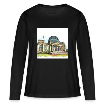 Berliner Bundestag - Frauen Premium Bio Langarmshirt - Schwarz - Vorne - Julia (174cm)