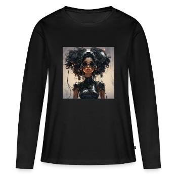 Cyber Punk - T-shirt manches longues Premium bio Femme - noir - Devant - Julia (174cm)
