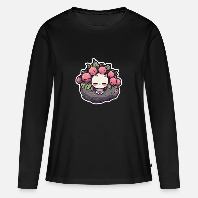 Fruchtmädchen - Frauen Premium Bio Langarmshirt - Schwarz