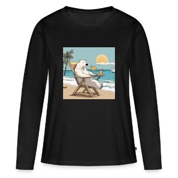 Eisbär bei Sonnenuntergang - Frauen Premium Bio Langarmshirt - Schwarz - Vorne - Julia (174cm)
