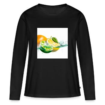 Éclaboussure d’agrumes - T-shirt manches longues Premium bio Femme - noir - Devant - Julia (174cm)