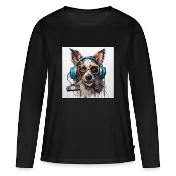 Music Dog - Frauen Premium Bio Langarmshirt - Schwarz - Vorne - Julia (174cm)
