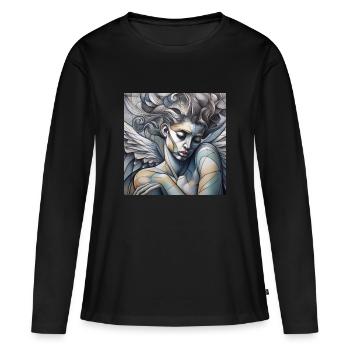 Ruhender Engel - Frauen Premium Bio Langarmshirt - Schwarz - Vorne - Julia (174cm)