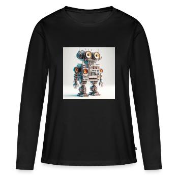 Robot audio analogique - T-shirt manches longues Premium bio Femme - noir - Devant - Julia (174cm)