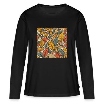 Buntes Herbst Laub - Frauen Premium Bio Langarmshirt - Schwarz - Vorne - Julia (174cm)