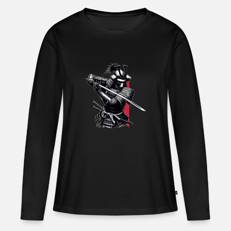 Samurai - Frauen Premium Bio Langarmshirt - Schwarz