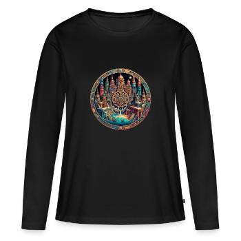 Die verlorene Stadt Atlantis - Frauen Premium Bio Langarmshirt - Schwarz - Vorne - Julia (174cm)