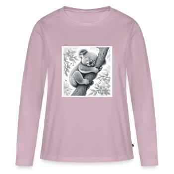 L’ours koala dort - T-shirt manches longues Premium bio Femme - rose poudré - Devant - Julia (174cm)
