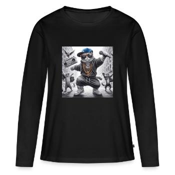 MC Meow - Frauen Premium Bio Langarmshirt - Schwarz - Vorne - Julia (174cm)