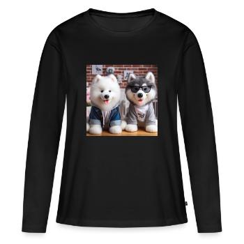 Gang de chiots - T-shirt manches longues Premium bio Femme - noir - Devant - Julia (174cm)