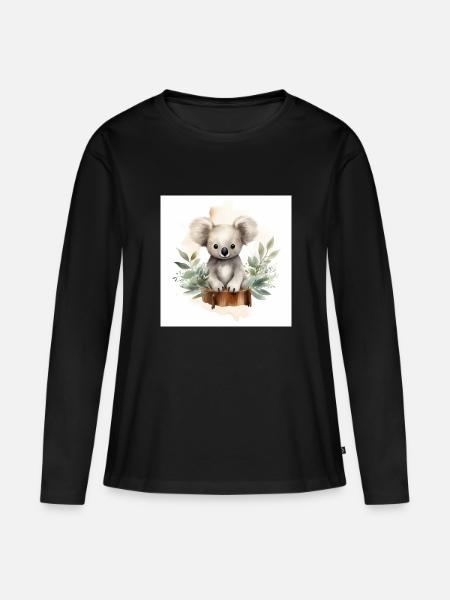 Entzückendes Koala-Clipart - Frauen Premium Bio Langarmshirt - Schwarz