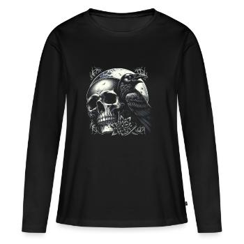 Veillée du corbeau lunaire - T-shirt manches longues Premium bio Femme - noir - Devant - Julia (174cm)