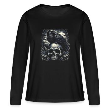 Veillée nocturne - T-shirt manches longues Premium bio Femme - noir - Devant - Julia (174cm)