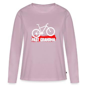 Quick granny on the bike - Women's Premium Organic Long Sleeve Shirt - dusky pink - Front - Julia (174cm)