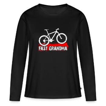 Quick granny on the bike - Women's Premium Organic Long Sleeve Shirt - black - Front - Julia (174cm)