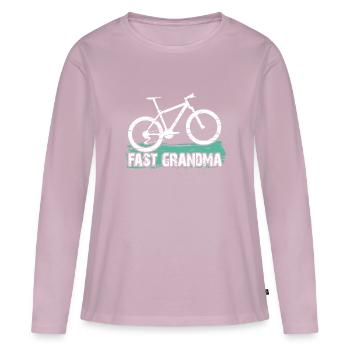 Quick granny on the bike - Women's Premium Organic Long Sleeve Shirt - dusky pink - Front - Julia (174cm)