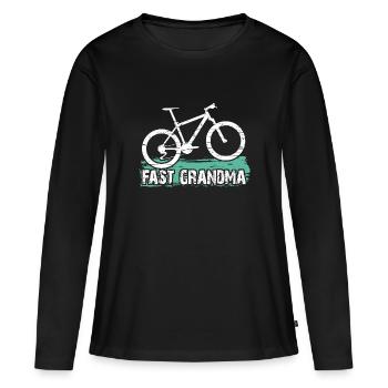 Quick granny on the bike - Women's Premium Organic Long Sleeve Shirt - black - Front - Julia (174cm)
