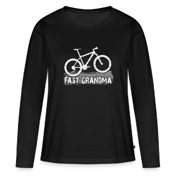 Quick granny on the bike - Women's Premium Organic Long Sleeve Shirt - black - Front - Julia (174cm)