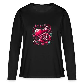 Étreinte sincère - T-shirt manches longues Premium bio Femme - noir - Devant - Julia (174cm)