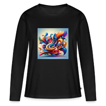 Flux de couleurs de l’abstraction - T-shirt manches longues Premium bio Femme - noir - Devant - Julia (174cm)