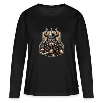 Vaillance viking - T-shirt manches longues Premium bio Femme - noir - Devant - Julia (174cm)