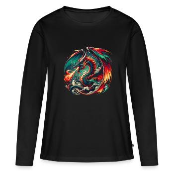 Spirale de dragon infernal - T-shirt manches longues Premium bio Femme - noir - Devant - Julia (174cm)