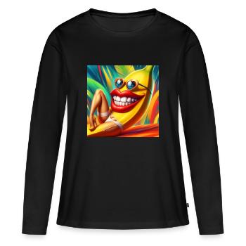 DREDGED BANANA - Women's Premium Organic Long Sleeve Shirt - black - Front - Julia (174cm)