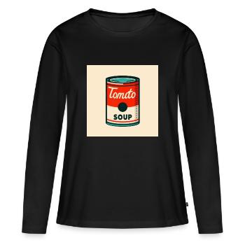 Tomato Soup Dose in Risographie - Frauen Premium Bio Langarmshirt - Schwarz - Vorne - Julia (174cm)