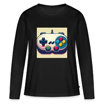 Retro Gamepad in Risograph - Women's Premium Organic Long Sleeve Shirt - black - Front - Julia (174cm)