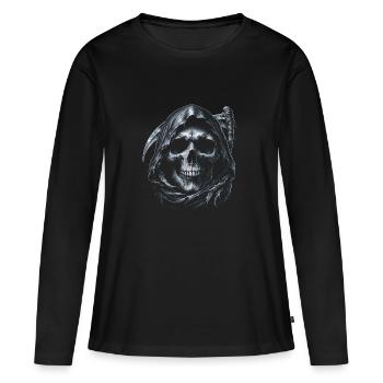 Schädel des Schnitters - Frauen Premium Bio Langarmshirt - Schwarz - Vorne - Julia (174cm)