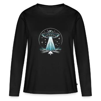 Nachtwache über den Ebenen - Frauen Premium Bio Langarmshirt - Schwarz - Vorne - Julia (174cm)