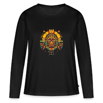 Maya-Hemd - Frauen Premium Bio Langarmshirt - Schwarz - Vorne - Julia (174cm)