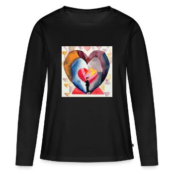 Klopfen ans Herz - Frauen Premium Bio Langarmshirt - Schwarz - Vorne - Julia (174cm)
