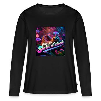 Entspannen Sie sich, es ist Faulheit - Frauen Premium Bio Langarmshirt - Schwarz - Vorne - Julia (174cm)