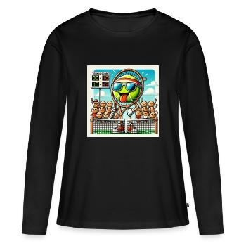 Tennis raquette roland humour score - T-shirt manches longues Premium bio Femme - noir - Devant - Julia (174cm)