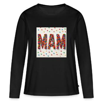 Mam,Wort,Herz - Frauen Premium Bio Langarmshirt - Schwarz - Vorne - Julia (174cm)