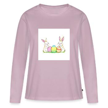 Kunterbunte Osterfreude - Frauen Premium Bio Langarmshirt - Altrosa - Vorne - Julia (174cm)
