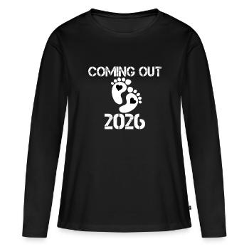 Coming Out 2026 Empreintes de cœur - T-shirt manches longues Premium bio Femme - noir - Devant - Julia (174cm)
