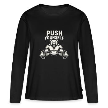 Poussez-vous Ours - T-shirt manches longues Premium bio Femme - noir - Devant - Julia (174cm)