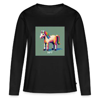 High Res 2024 Token NFT Horse - Women's Premium Organic Long Sleeve Shirt - black - Front - Julia (174cm)
