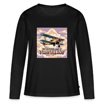 une affiche de voyage de style vintage illustrati T25n - T-shirt manches longues Premium bio Femme - noir - Devant - Julia (174cm)