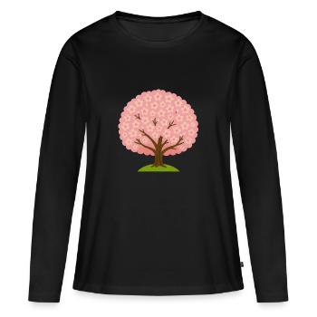 Kirschblüte - Frauen Premium Bio Langarmshirt - Schwarz - Vorne - Julia (174cm)