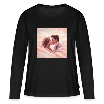 Étreinte au Crépuscule - T-shirt manches longues Premium bio Femme - noir - Devant - Julia (174cm)