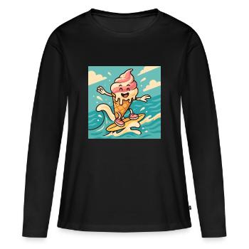 Glace Surfeuse – Fun & Fraîcheur Estivale - T-shirt manches longues Premium bio Femme - noir - Devant - Julia (174cm)
