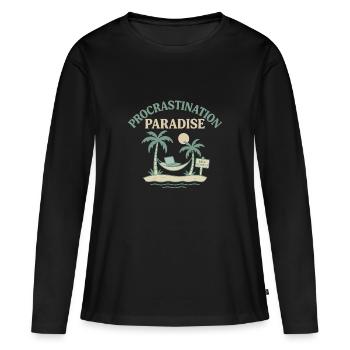 Procrastination Paradise - Frauen Premium Bio Langarmshirt - Schwarz - Vorne - Julia (174cm)