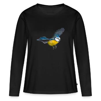 Blaumeise Vogel - Frauen Premium Bio Langarmshirt - Schwarz - Vorne - Julia (174cm)