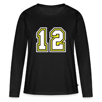 Symbole de 12 chiffres - T-shirt manches longues Premium bio Femme - noir - Devant - Julia (174cm)