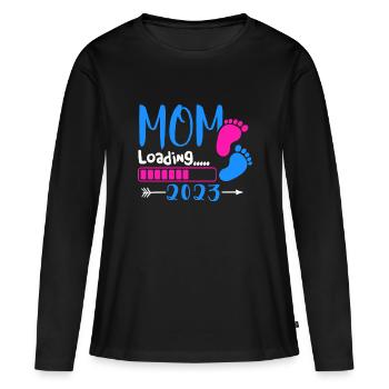 Mama loading 2023, werdende Mutter 2023 - Frauen Premium Bio Langarmshirt - Schwarz - Vorne - Julia (174cm)