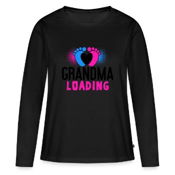 Werdende Oma, Endlich werde ich eine Oma - Frauen Premium Bio Langarmshirt - Schwarz - Vorne - Julia (174cm)