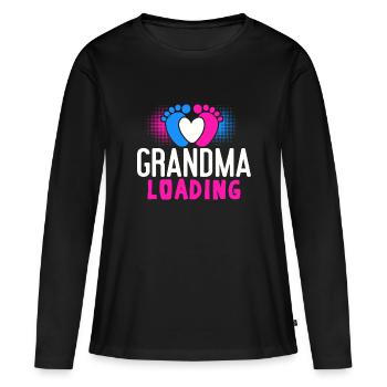 Werdende Oma, Endlich werde ich eine Oma - Frauen Premium Bio Langarmshirt - Schwarz - Vorne - Julia (174cm)